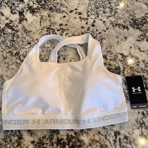 Under Armour Women's Armour Mid Crossback Sports Bra White NWT